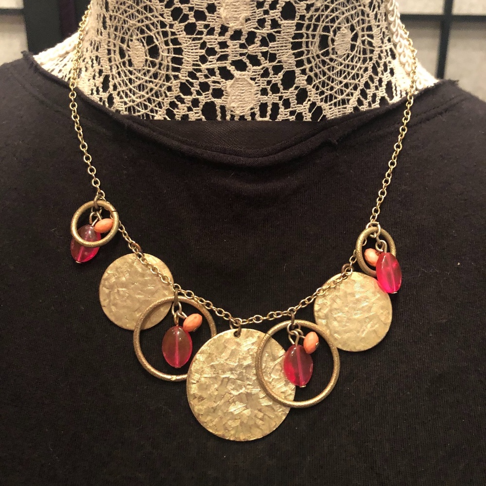 NY & Company Pink and Gold Necklace